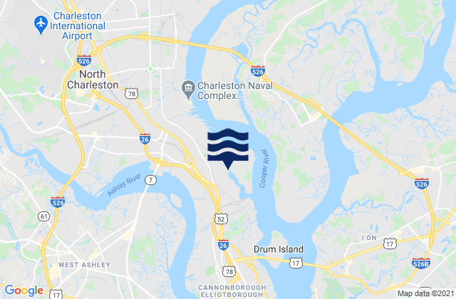 North Charleston, United Statesの潮見表地図