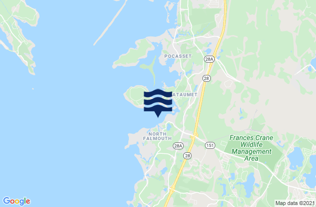 North Falmouth, United Statesの潮見表地図