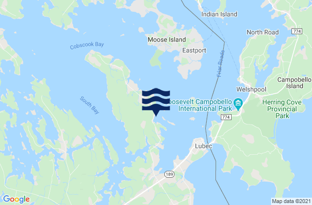 North Lubec, Canadaの潮見表地図