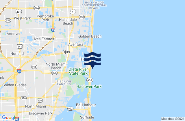 North Miami Beach (Newport Fishing Pier), United Statesの潮見表地図