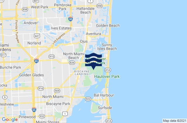 North Miami Beach, United Statesの潮見表地図