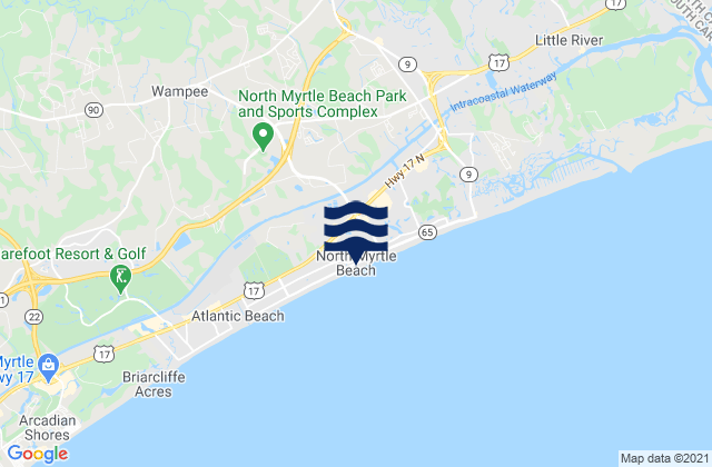 North Myrtle Beach, United Statesの潮見表地図