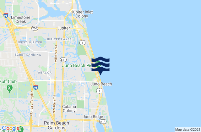 North Palm Beach (Donald Ross Bridge), United Statesの潮見表地図