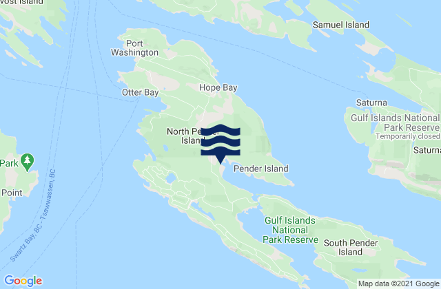 North Pender Island, Canadaの潮見表地図