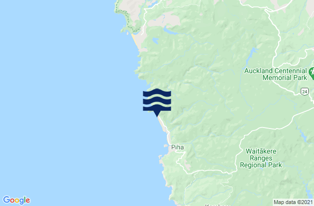 North Piha Beach, New Zealandの潮見表地図