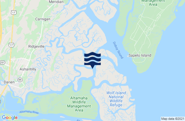 North River at Darien River, United Statesの潮見表地図