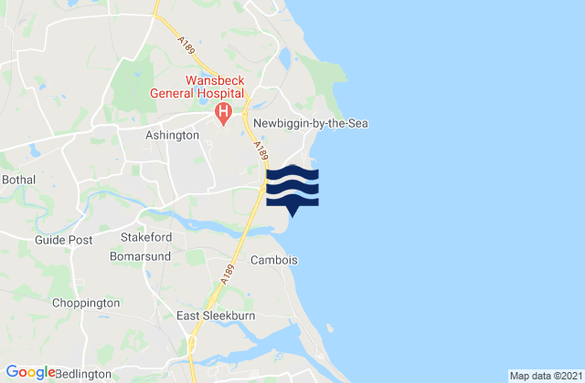 North Seaton Beach, United Kingdomの潮見表地図