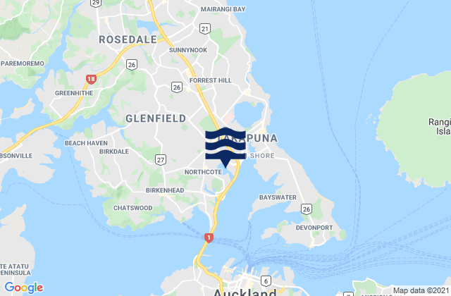 North Shore, New Zealandの潮見表地図