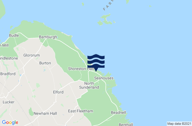 North Sunderland, United Kingdomの潮見表地図