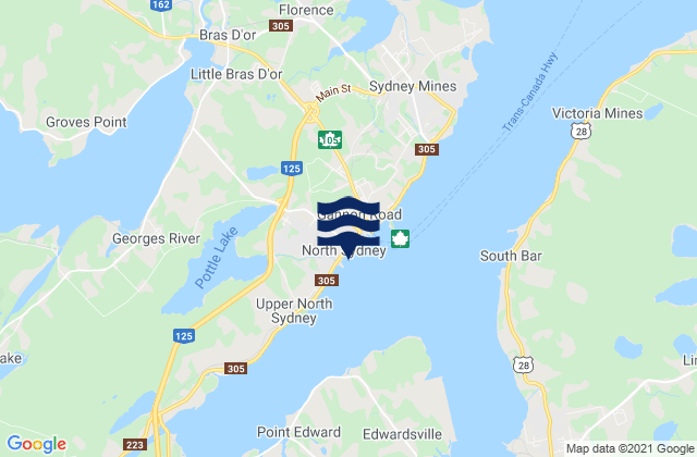 North Sydney, Canadaの潮見表地図