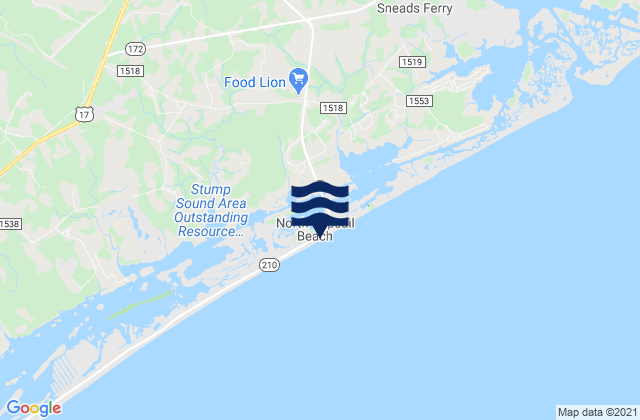 North Topsail Beach, United Statesの潮見表地図