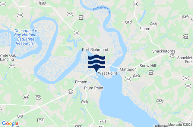 Northbury, United Statesの潮見表地図