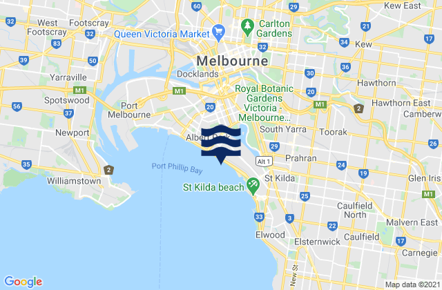 Northcote, Australiaの潮見表地図