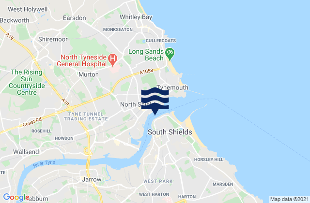 Northshields, United Kingdomの潮見表地図