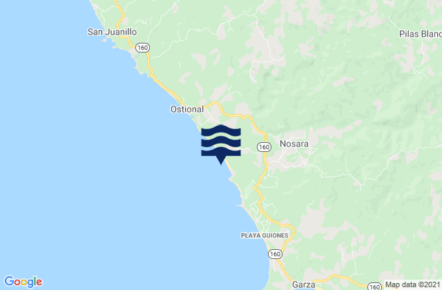 Nosara, Costa Ricaの潮見表地図