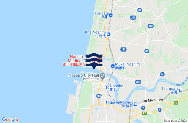 Noshiro Shi, Japanの潮見表地図