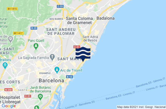 Nou Barris, Spainの潮見表地図