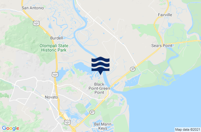 Novato, United Statesの潮見表地図