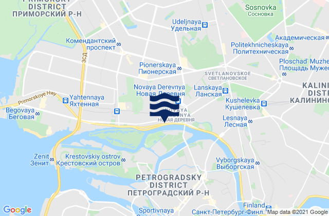 Novaya Derevnya, Russiaの潮見表地図