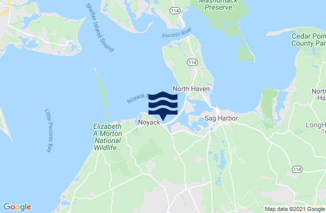 Noyack Bay, United Statesの潮見表地図