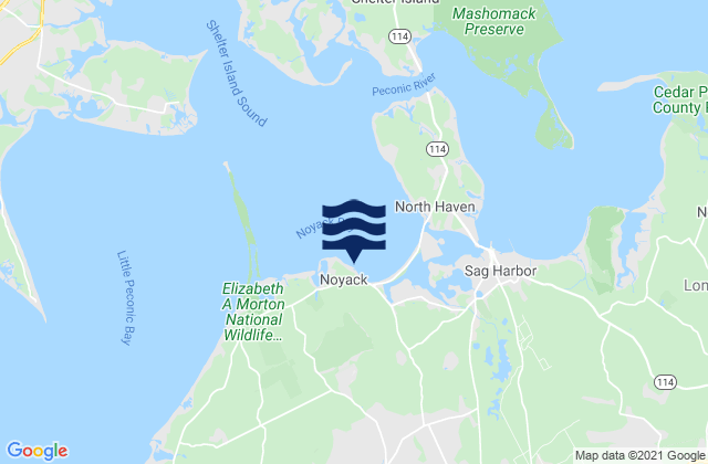 Noyack, United Statesの潮見表地図