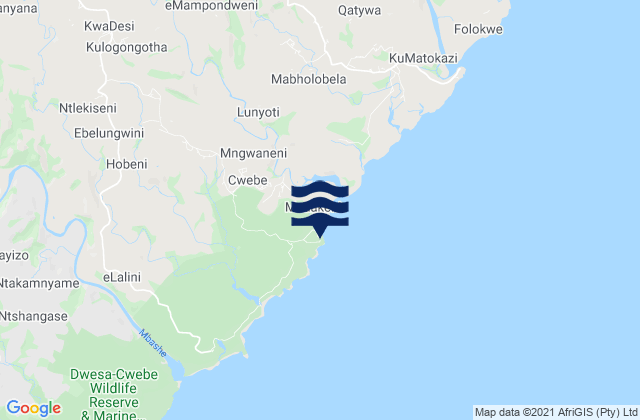 Ntylonyane (Breezy Point), South Africaの潮見表地図