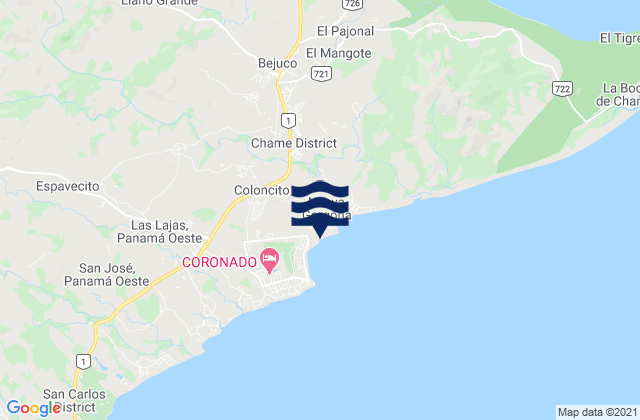 Nueva Gorgona, Panamaの潮見表地図