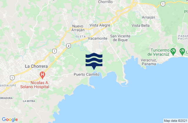 Nuevo Arraiján, Panamaの潮見表地図