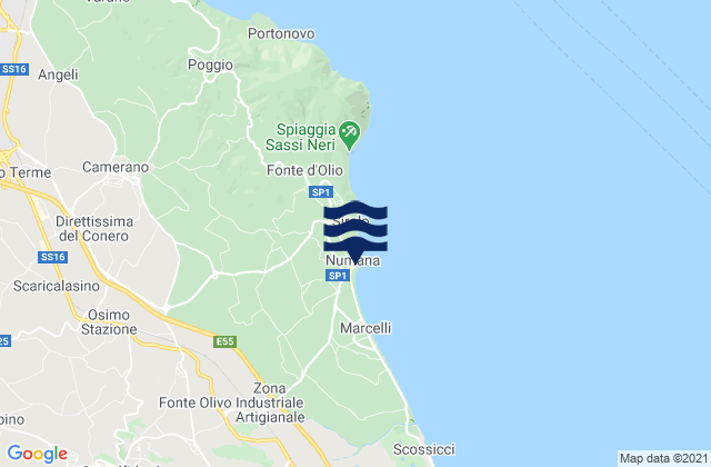 Numana, Italyの潮見表地図