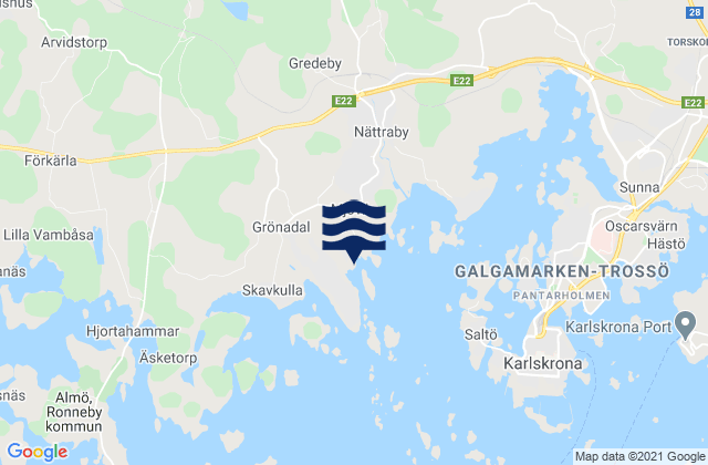 Nättraby, Swedenの潮見表地図