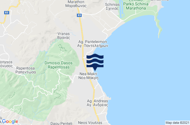 Néa Mákri, Greeceの潮見表地図