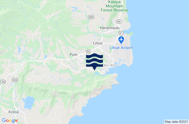 Nāwiliwili, United Statesの潮見表地図