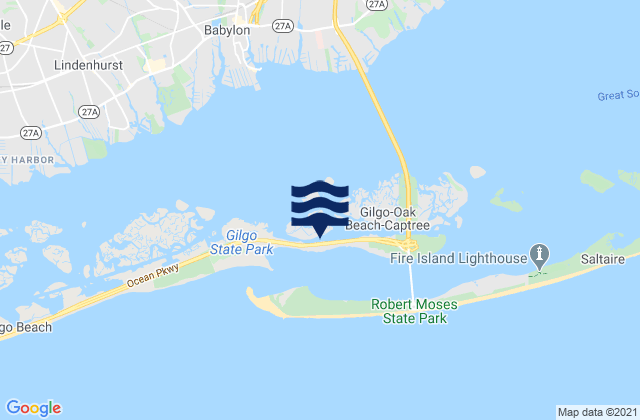 Oak Beach, United Statesの潮見表地図
