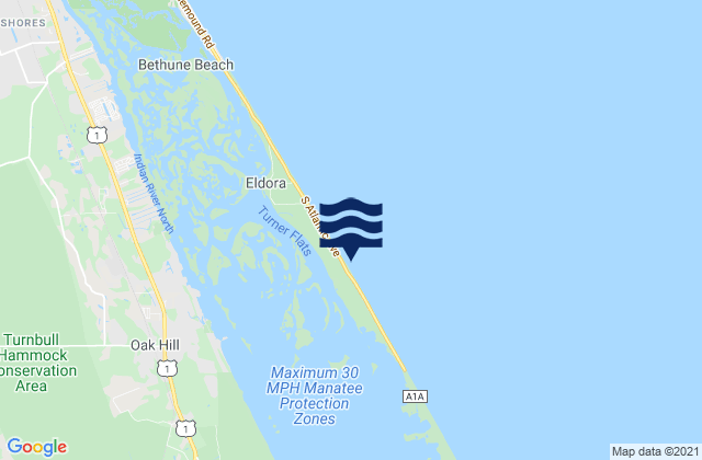 Oak Hill Mosquito Lagoon, United Statesの潮見表地図