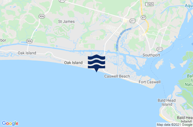 Oak Island (Atlantic Ocean), United Statesの潮見表地図
