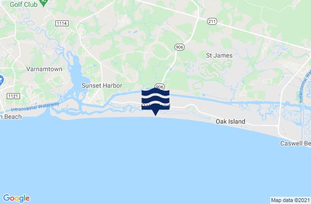 Oak Island, United Statesの潮見表地図