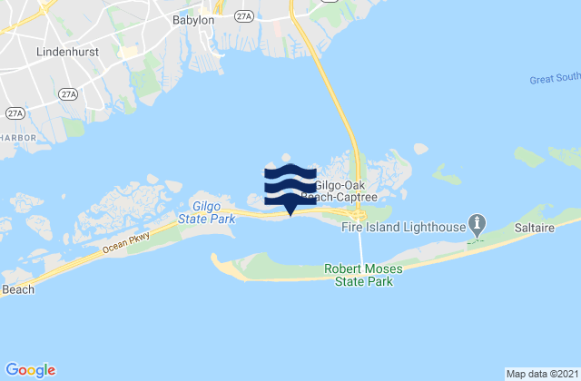 Oakbeach, Long Island, United Statesの潮見表地図
