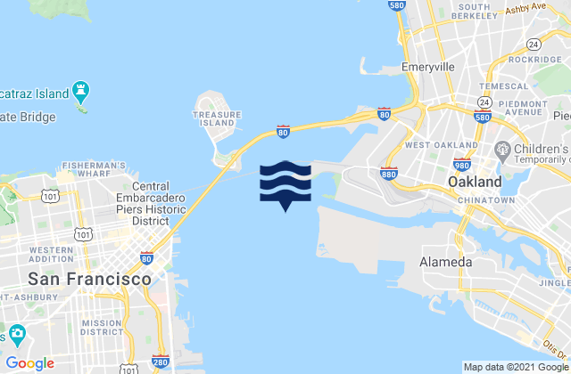 Oakland 7th St. Marine 0.6 nmi. SSW of, United Statesの潮見表地図