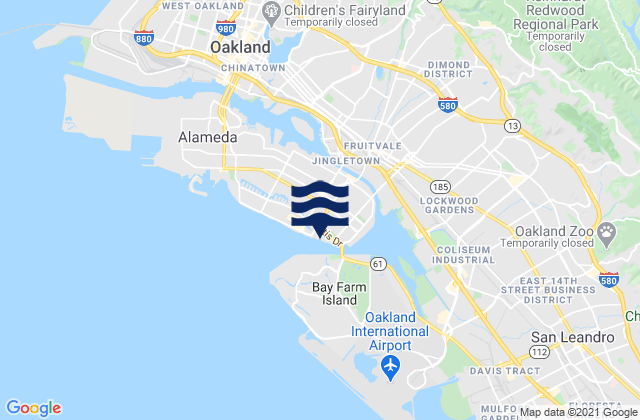 Oakland Harbor (Park Street Bridge), United Statesの潮見表地図