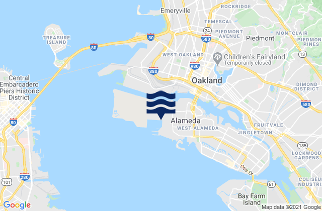 Oakland Harbor Grove Street, United Statesの潮見表地図