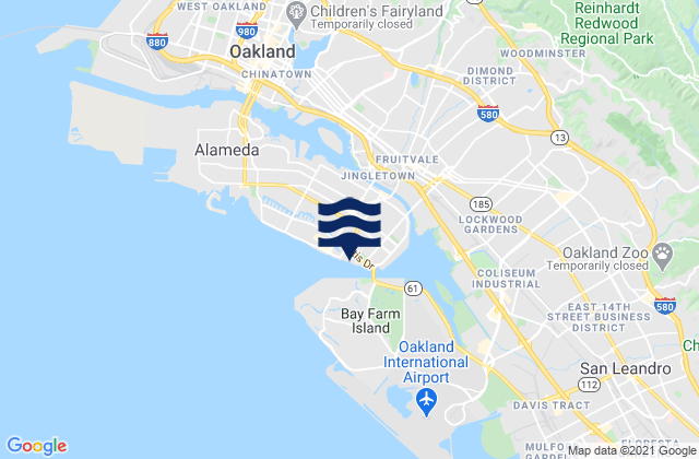 Oakland Harbor Park Street Bridge, United Statesの潮見表地図