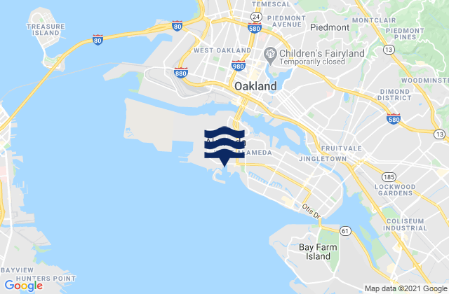 Oakland Harbor Webster Street, United Statesの潮見表地図