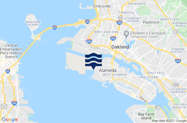 Oakland Inner Harbor Reach, United Statesの潮見表地図