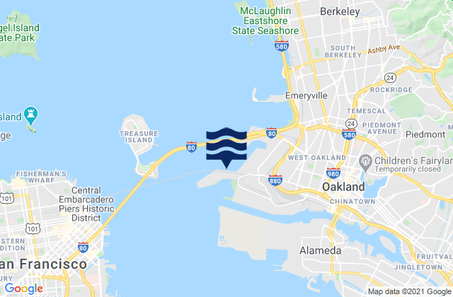 Oakland Matson Wharf, United Statesの潮見表地図