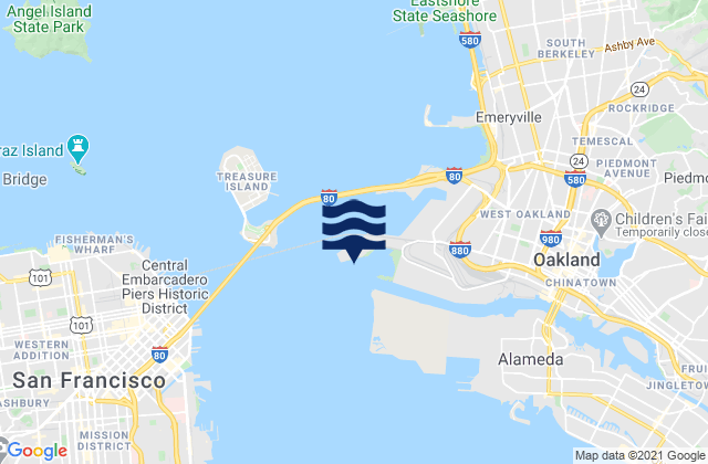 Oakland Middle Harbor, United Statesの潮見表地図