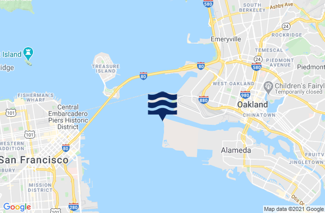 Oakland Pier, United Statesの潮見表地図
