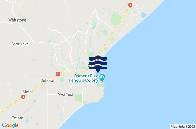 Oamaru, New Zealandの潮見表地図