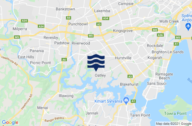 Oatley, Australiaの潮見表地図
