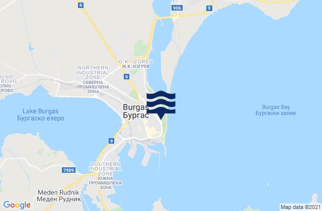 Obshtina Burgas, Bulgariaの潮見表地図