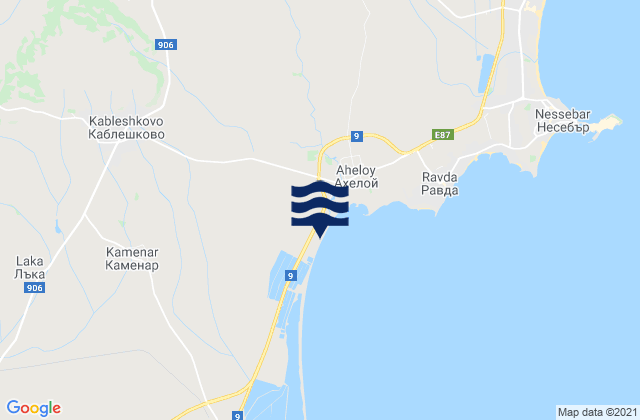 Obshtina Pomorie, Bulgariaの潮見表地図